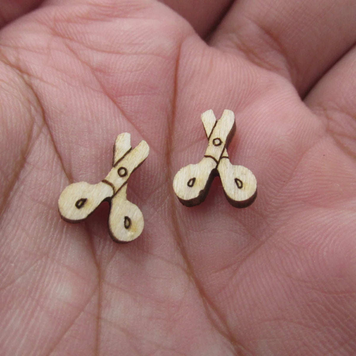 5 Pair Unfinished Blank Wood Cabochon Back to School Post Math Calculator Ruler Globe Scissors Earrings Stud Jewerly Findings