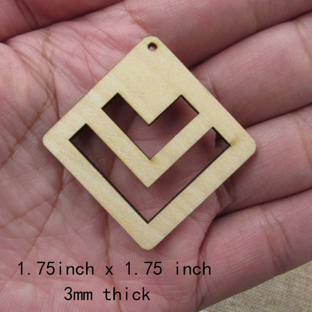 10pcs 1.75 inch Unfinished Wooden Blanks Square Macrame DIY Jewellery Dangle Earrings Parts Findings Accessories Supplies