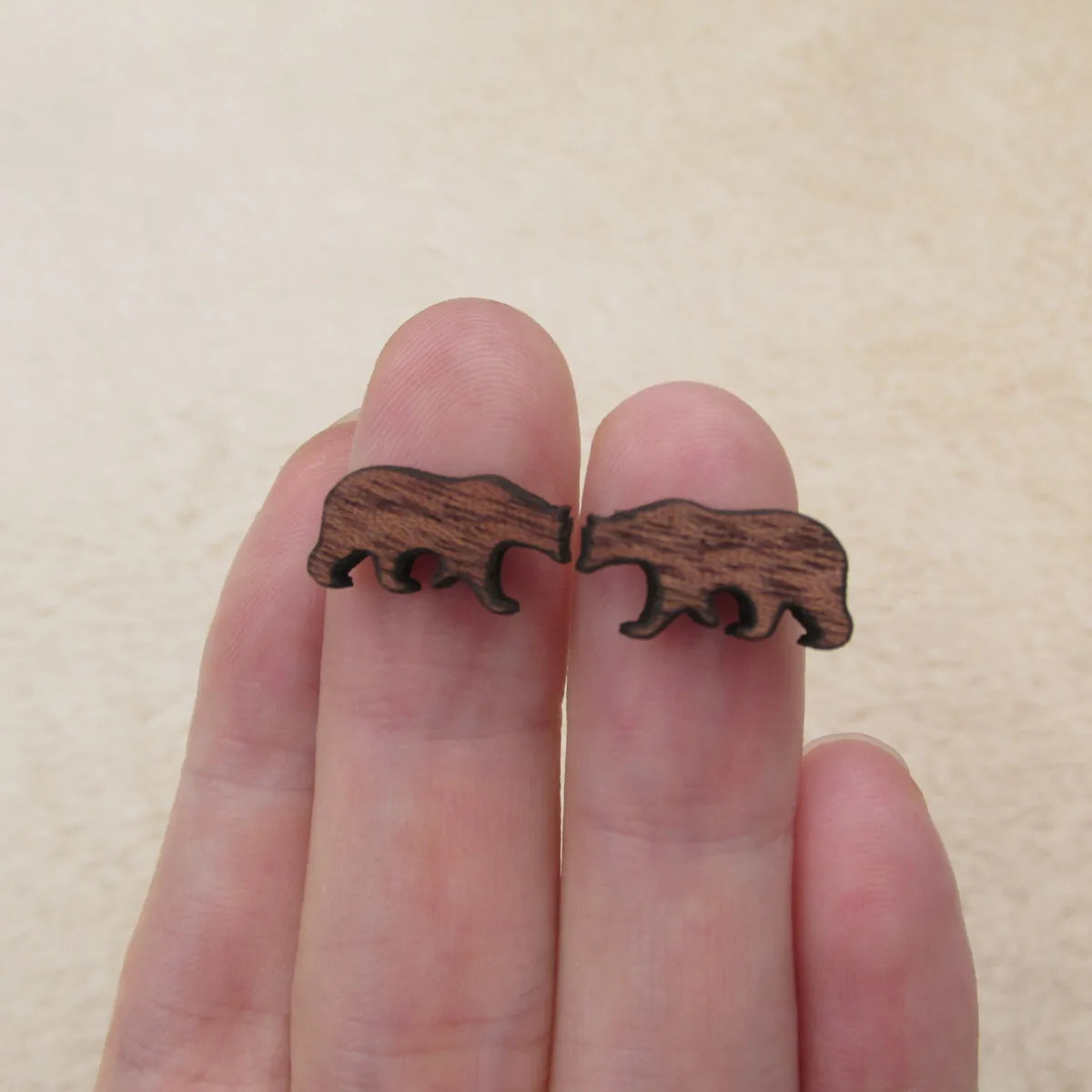 Mini Wooden Cabochon Laser Cut Animal Bear Wood Items For Earring Stud Making Jewerly Supplies