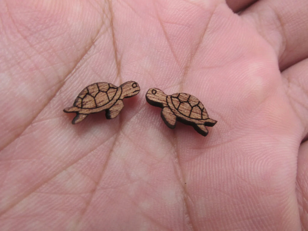 5 Pair Mini Wooden Cabochon Laser Cut Blanks Wood Animal Sea Turtle Shape For Earring Stud Making Jewerly Supplies