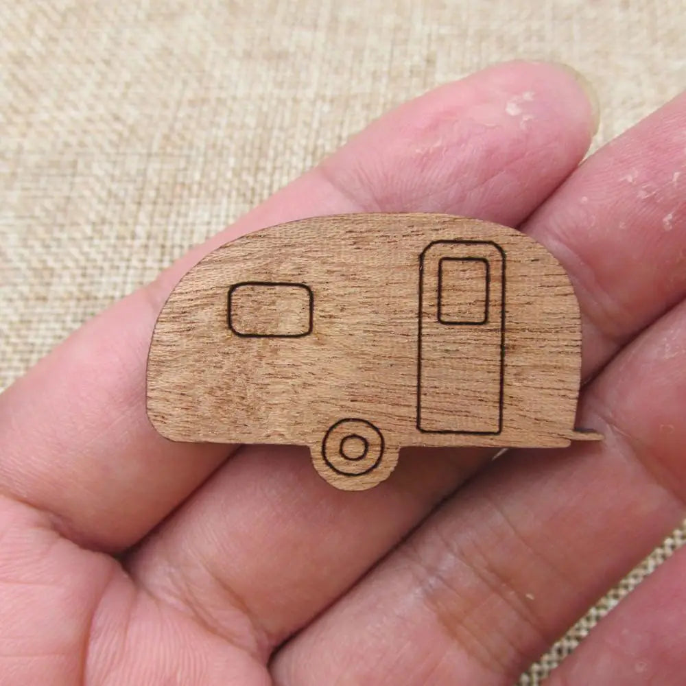 Unfinished Wooden DIY Craft Camper Wood Shape Cutout Perfect for Pendant Pin Brooch Necklace diy Project