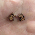 5 Pair Unfinished Blank Wood Cabochon Animal Horse Unicorn Wooden Cutout Shapes For DIY Stud Earrings Supplies