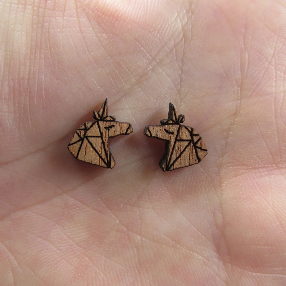 5 Pair Unfinished Blank Wood Cabochon Animal Horse Unicorn Wooden Cutout Shapes For DIY Stud Earrings Supplies