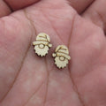 5 Pair Unfinished Blank Wooden Spring Gnome Cabochon Easter Post Wood Earrings Stud Handmade Jewelry Gift