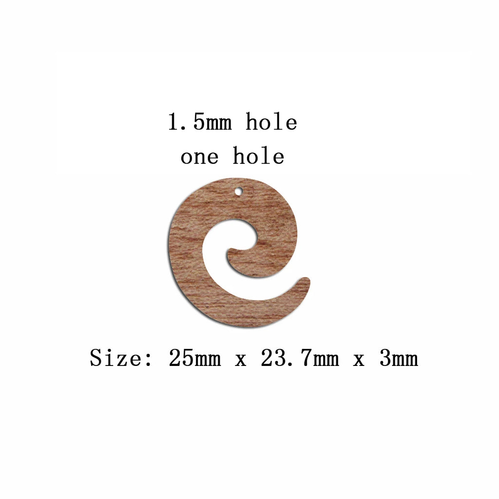 6pcs Unfinished Blank Wooden Spiral Charm Connector Pendant for Women Female Jewelry Making DIY Crafting