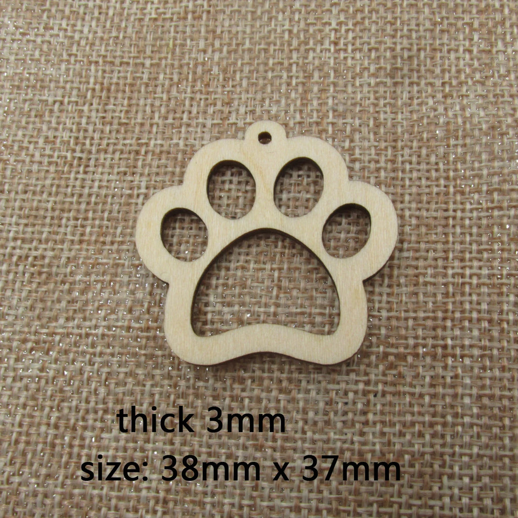 10pcs Dog Paw Print Unfinished Wood Dangle Earring Blanks Macrame Tiger Paw Jewelry Crafts  DIY Project